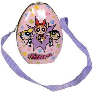 2002 Powerpuff Girls Metal Container Strap Egg Shape Purse Bag Easter Trinket